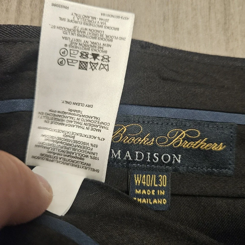 Brooks Brothers‎ Madison 1818 Mens 40x30 Gray Wool Pleated Cuffed Pants